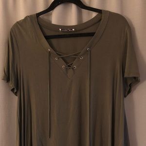 Olive green flowy tee